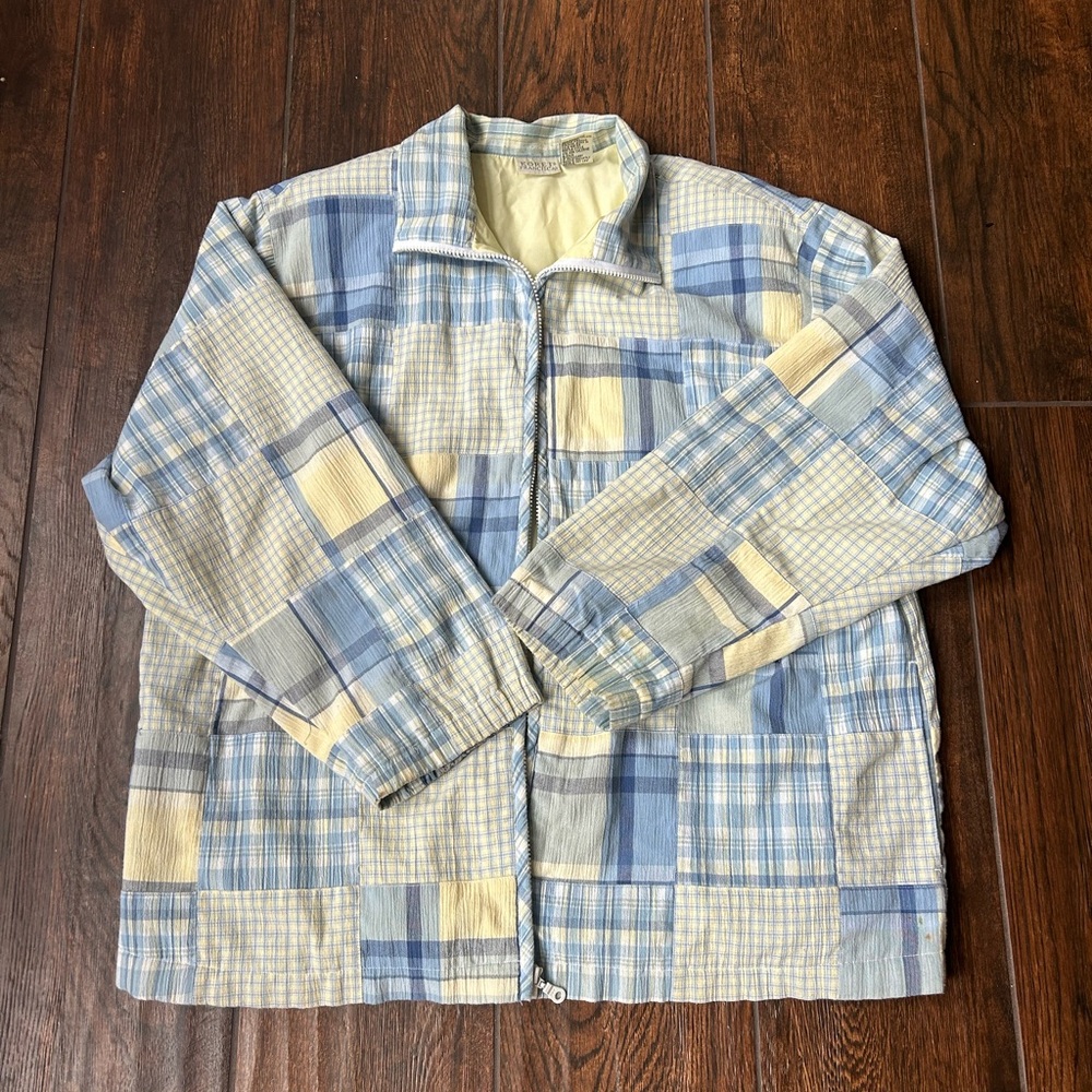 Koret Francisca VTG jacket‎ Womens Extra Large Full Zip Color Yellow Blue Plaid